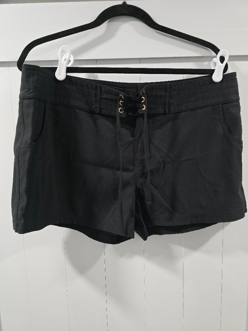 La Blanca Black Swim Board Shorts Lace Up Front Size L Beach Pool